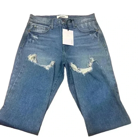 Pistola Distressed Cropped High Rise Jeans Medium Wash NWT 27 - Picture 4 of 8